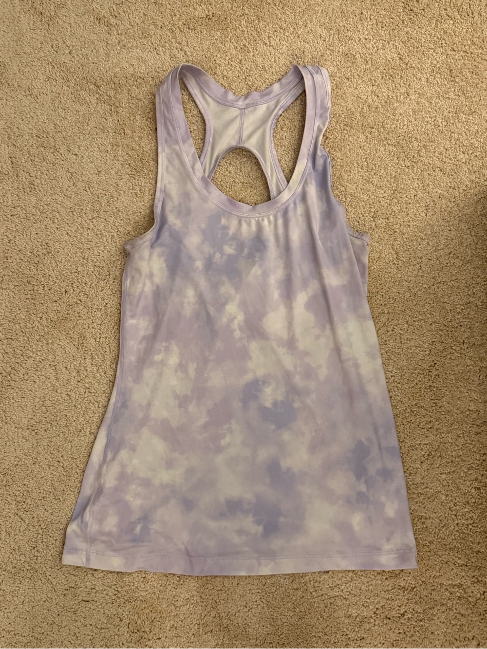 Athleta Lavender and White Tie-Dye Racerback Tank